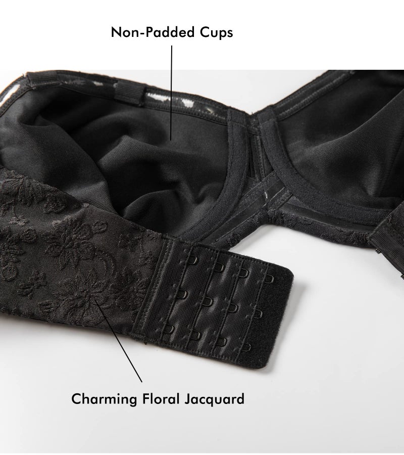 DELIMIRA Women's Strapless Jacquard Minimizer Bra Plus Size Underwire Non-Padded Black 36E - Image 4